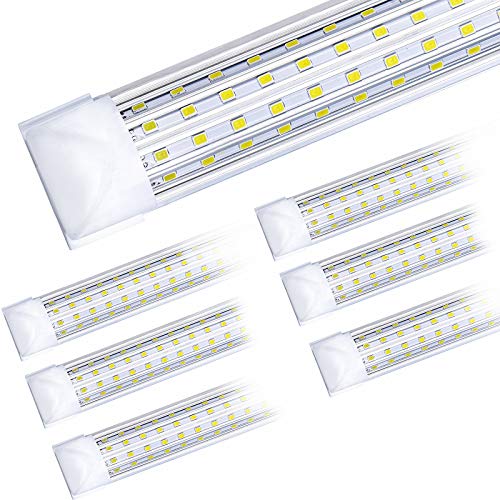 (6-Pack) FTUBET 8FT LED Shop Light, 100W Linkable 8 Foot LED Lights Fixture, 14000 Lumens, 5000K Daylight White, 4 Row U Shape LED Tube, High Output Bay Lighting for Garage Warehouse Workshop Basement