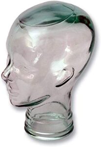 patient sleep supplies glass head display - spanish 100% recycled clear glass head- 11.5" h
