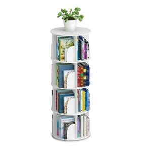 toytexx inc & design 4 tier 360° rotating stackable shelves bookshelf organizer (white)