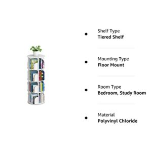 Toytexx Inc & Design 4 Tier 360° Rotating Stackable Shelves Bookshelf Organizer (White)