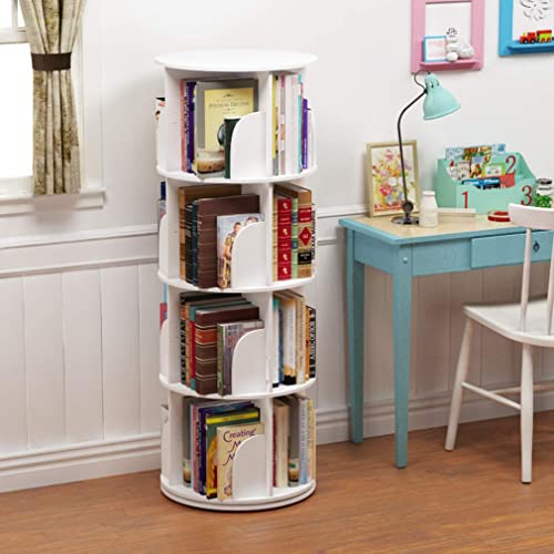 Toytexx Inc & Design 4 Tier 360° Rotating Stackable Shelves Bookshelf Organizer (White)