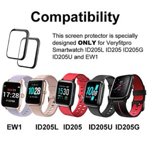 smaate 3D Screen Protector Compatible with ID205L Smart Watch, GRV FC1 and ID205 ID205U ID205G Veryfitpro 1.3inch smartwatch, 3-PACK, Full Coverage Curved Edge frame