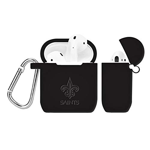 GAME TIME New Orleans Saints Engraved Silicone Case Cover Compatible with Apple AirPods Gen 1&2 (Black)