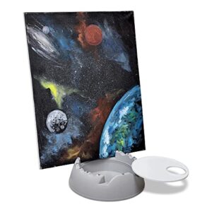 goeasel is the complete painting station. an all-in-one easel stand, water basin, and brush holder | for all ages *included with easel is color palette and canvas clip* (gray)