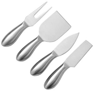enwinner 4 pcs cheese silcer stainless steel buffet colander serving cutter fork knife (stainless steel)