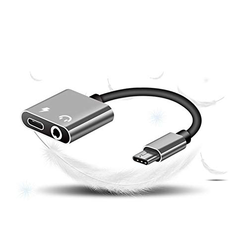 MOHALIKO Headphone Adapter 3.5 mm, USB Type C to 3.5mm Female Headphone, 2 in 1 Type-C to 3.5mm Headphone Jack Audio Charge Splitter Adapter Cable Cord for All Kinds of Music Equipment Silver