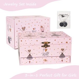 efubaby Jewelry Box for Girls Music Box Girls & Unicorn Necklace and Bracelet Jewelry Boxes with Spinning Ballerina & Drawer Musical Jewelry Boxes for girls Birthday Christmas Valentine Gift