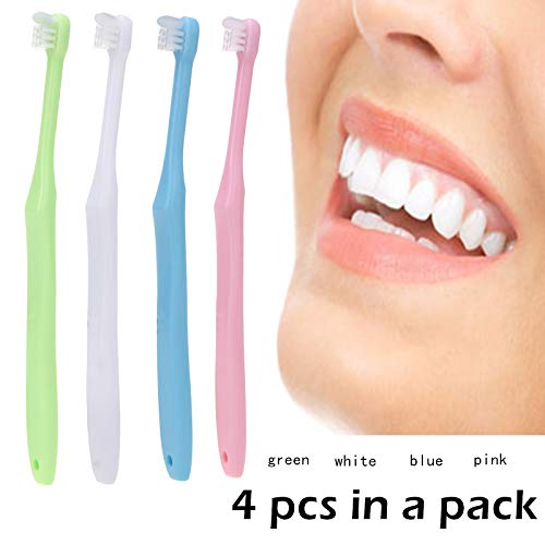 4 Pieces Tuft Toothbrush Tiny Small Head End Tuft Toothbrush, Orthodontic Soft Trim Wisdom Toothbrush Single Compact Interdental Interspace Brush (Single)