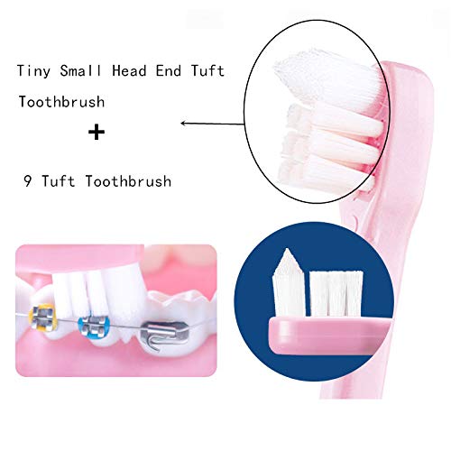 4 Pieces Tuft Toothbrush Tiny Small Head End Tuft Toothbrush, Orthodontic Soft Trim Wisdom Toothbrush Single Compact Interdental Interspace Brush (Single)