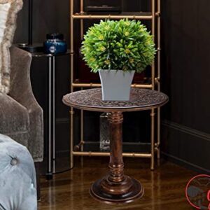Coffee Table Wooden With Single Pillar, Wooden End Table, Small Table, Night Stand, Desk Side Table, Bedside Table, Entry Table, Living Room Side Table for Magazines, Books & Plants-18x22 Inch Burnt