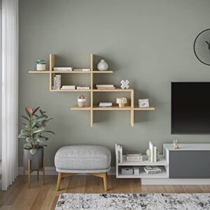 ada home decor warren modern oak wall shelf 32.5'' h x 59'' w x 8.5'' d/wall storage/shelving unit