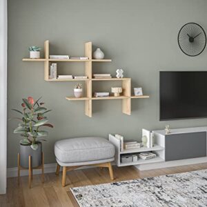 Ada Home Decor Warren Modern Oak Wall Shelf 32.5'' H x 59'' W x 8.5'' D/Wall Storage/Shelving Unit
