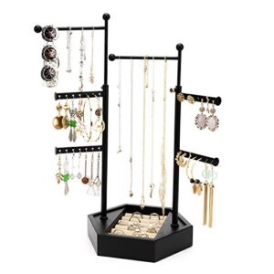 emfogo jewelry organizer stand - 6 tier jewelry holder with adjustable height necklace holder organizer display & storage for earrings ring bracelet (black)