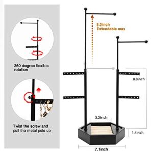 Emfogo Jewelry Organizer Stand - 6 Tier Jewelry Holder with Adjustable Height Necklace Holder Organizer Display & Storage for Earrings Ring Bracelet (Black)