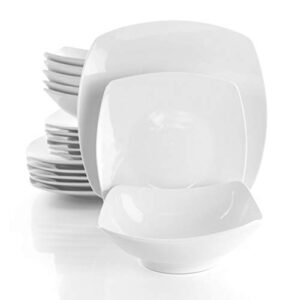 Elama White Porcelain Dish Dinnerware Set, 18 Piece, Newman