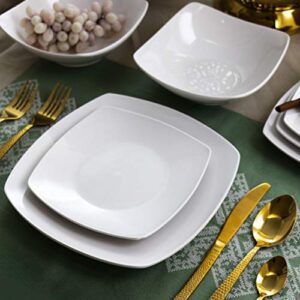 Elama White Porcelain Dish Dinnerware Set, 18 Piece, Newman