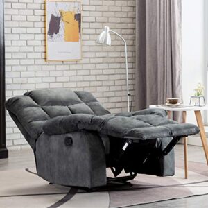 ANJHOME Single Recliner Chairs for Living Room Overstuffed Breathable Fabric Reclining Chair Manual Sofas (Gray)