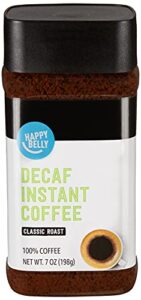 amazon brand - happy belly classic roast decaf instant coffee, 7 ounces