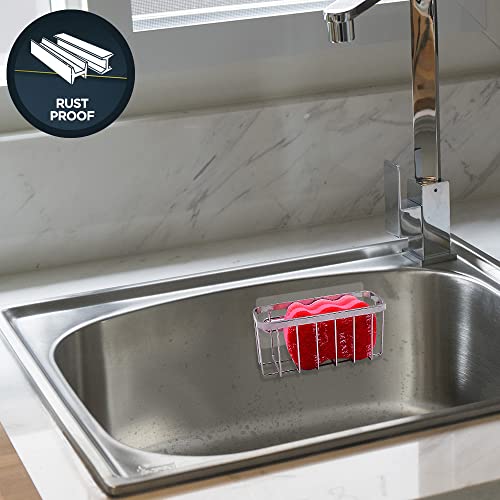 blinc Rust Proof! Stainless Steel Sponge Holder | Adhesive Kitchen & Bathroom Caddy for Sponges, Scrubbers and Soaps