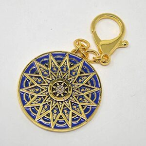 fengshuisale Blue 28 Hums Protection Wheel Keychain with Tibetan for Good Health & Protection W4263