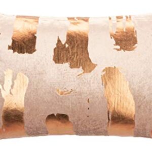 Safavieh Home Collection Hannia Abstract Brown and Bronze Foil 12 x 20-inch Decorative Throw Pillow, 12"x22"