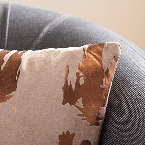 Safavieh Home Collection Hannia Abstract Brown and Bronze Foil 12 x 20-inch Decorative Throw Pillow, 12"x22"