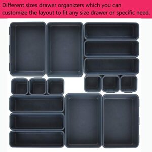 LISHINE Set of 24 Desk Drawer Organizer Set Interlocking Shallow Drawer Organizer Tray Dividers Organizer and Storage Bins Container for Kitchen Bathroom Makeup Office Vanity Bedroom Dresser