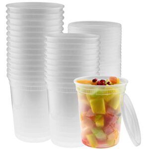 32-ounce clear deli containers with lids | stackable, bpa-free food storage container set | recyclable space saver airtight container for kitchen storage, meal prep, take out | 30 pack