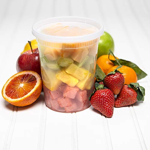 32-Ounce Clear Deli Containers with Lids | Stackable, BPA-Free Food Storage Container Set | Recyclable Space Saver Airtight Container for Kitchen Storage, Meal Prep, Take Out | 30 Pack