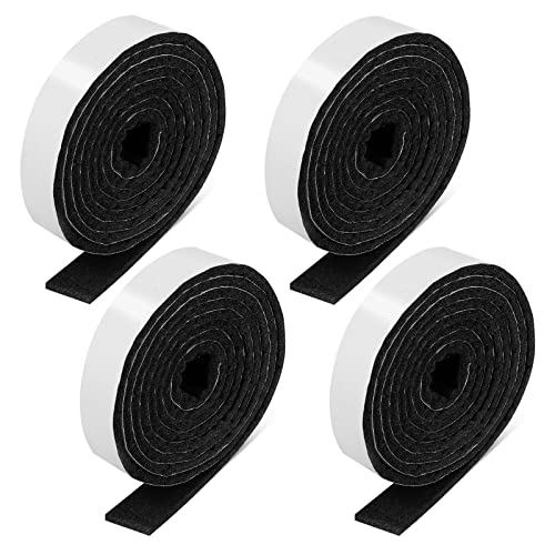 1/2 x 60 Inch Felt Strips with Adhesive Backing Felt Tapes Felt Strip Rolls Furniture Self-Stick Heavy Duty Polyester for Protecting Furniture and DIY Adhesive (Black, 4 Rolls)