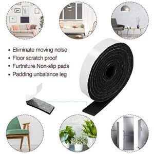 1/2 x 60 Inch Felt Strips with Adhesive Backing Felt Tapes Felt Strip Rolls Furniture Self-Stick Heavy Duty Polyester for Protecting Furniture and DIY Adhesive (Black, 4 Rolls)