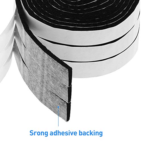 1/2 x 60 Inch Felt Strips with Adhesive Backing Felt Tapes Felt Strip Rolls Furniture Self-Stick Heavy Duty Polyester for Protecting Furniture and DIY Adhesive (Black, 4 Rolls)