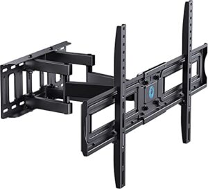 pipishell full motion tv wall mount bracket for 37-75 inch lcd, qled,oled 4k flat curved tvs, dual arms tilt extension swivel articulating tv mount, max vesa 600x400mm up to 110lbs, fits 16” studs