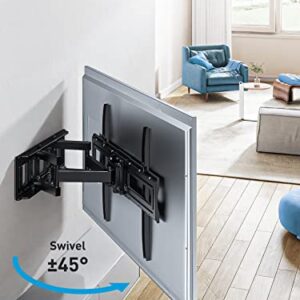 Pipishell Full Motion TV Wall Mount Bracket for 37-75 Inch LCD, QLED,OLED 4K Flat Curved TVs, Dual Arms Tilt Extension Swivel Articulating TV Mount, Max VESA 600x400mm up to 110lbs, Fits 16” Studs