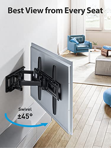 Pipishell Full Motion TV Wall Mount Bracket for 37-75 Inch LCD, QLED,OLED 4K Flat Curved TVs, Dual Arms Tilt Extension Swivel Articulating TV Mount, Max VESA 600x400mm up to 110lbs, Fits 16” Studs