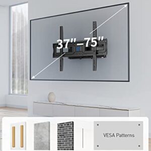 Pipishell Full Motion TV Wall Mount Bracket for 37-75 Inch LCD, QLED,OLED 4K Flat Curved TVs, Dual Arms Tilt Extension Swivel Articulating TV Mount, Max VESA 600x400mm up to 110lbs, Fits 16” Studs