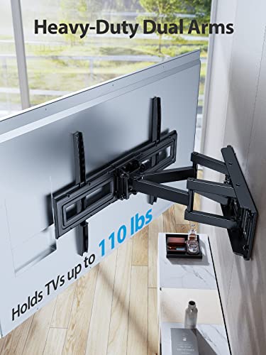 Pipishell Full Motion TV Wall Mount Bracket for 37-75 Inch LCD, QLED,OLED 4K Flat Curved TVs, Dual Arms Tilt Extension Swivel Articulating TV Mount, Max VESA 600x400mm up to 110lbs, Fits 16” Studs