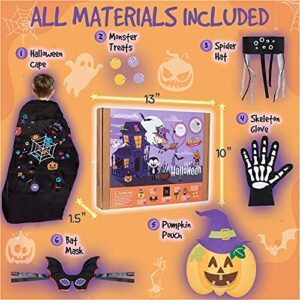 jackinthebox Halloween Crafts for Kids | Contains 6 Chunky Craft Projects | Great Halloween Costume for Kids | Incl. Halloween Cape, Pumpkin Pouch, Skeleton Glove, Bat Mask, Spider Hat & Recipe Only