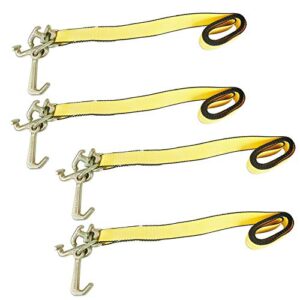 Fekuar 4Pcs 2" x 8' Truck Winch Tie Down Straps with RTJ Cluster Hook Heavy Duty Webbing Complete RTJ Strapes 3 Chain Link RTJ Cluster Hook Towing Truck Anchor Wrecker Tie Down