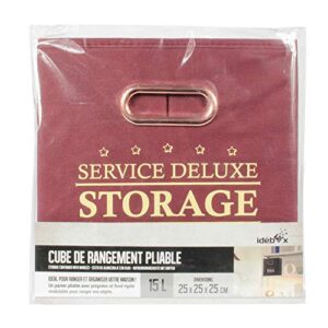 Je Cherche Une Idee 15 Litre Folding Storage Cube - Burgundy - 25cm x 25cm x 25cm