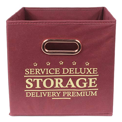 Je Cherche Une Idee 15 Litre Folding Storage Cube - Burgundy - 25cm x 25cm x 25cm