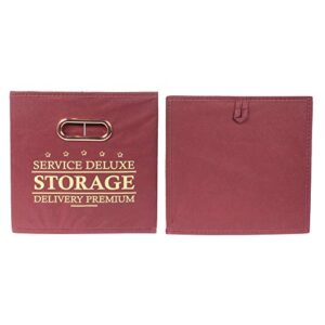 Je Cherche Une Idee 15 Litre Folding Storage Cube - Burgundy - 25cm x 25cm x 25cm