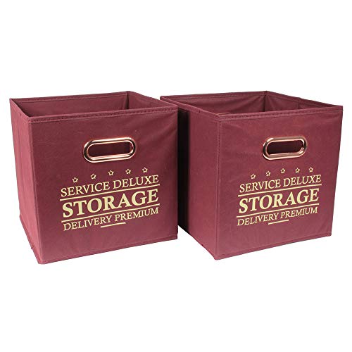 Je Cherche Une Idee 15 Litre Folding Storage Cube - Burgundy - 25cm x 25cm x 25cm