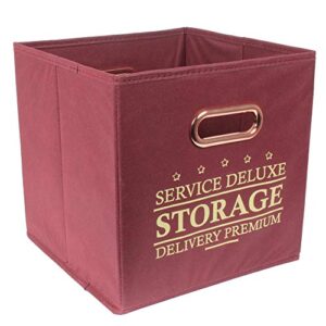 Je Cherche Une Idee 15 Litre Folding Storage Cube - Burgundy - 25cm x 25cm x 25cm