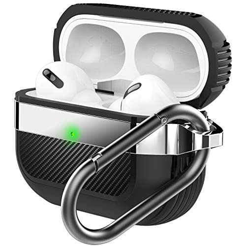 HALLEAST Compatible Airpods Pro 2 Case 2022, Airpods Pro 1 Case 2019, Metal Alloy Cover Shockproof Protective TPU Shell with Keychain, Front LED Visible & Support Wireless Charging, Black