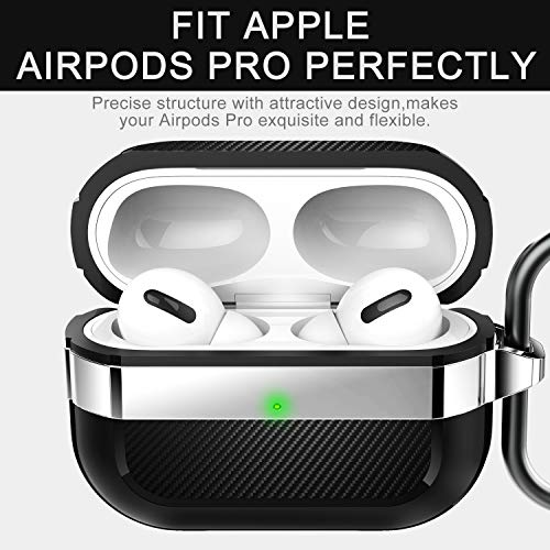 HALLEAST Compatible Airpods Pro 2 Case 2022, Airpods Pro 1 Case 2019, Metal Alloy Cover Shockproof Protective TPU Shell with Keychain, Front LED Visible & Support Wireless Charging, Black