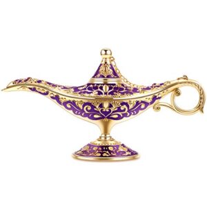 gusnilo vintage aladdin magic lamp genie collector's edition /wedding table decoration,collectable rare classic arabian props aladdin pot & delicate gift for party/birthday(purple)