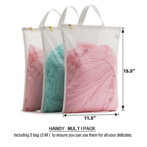 TENRAI Laundry Bag Mesh Wash Bag，Use YKK Zipper，Tote Bag Bathroom Hanging, Bra Fine Mesh Wash Bag for Underwear 3 Bags（3M Cellular Mesh ）