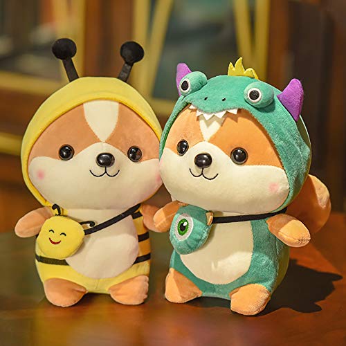 DENTRUN Squirrel Stuffed Animals, Cute Plush Doll Play Toys for Kids Girls Boys Adults Birthday Xmas Gift, 9.84/13.78/17.72 Inches, Christmas Elk, Yellow Bee, Green Dinosaur