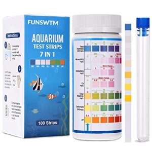 7 in 1 aquarium test strips, fish tank test kit,freshwater saltwater aquarium water test kit to detect ph nitrite nitrate chlorine carbonate hardness (gh & kh)-100 strips